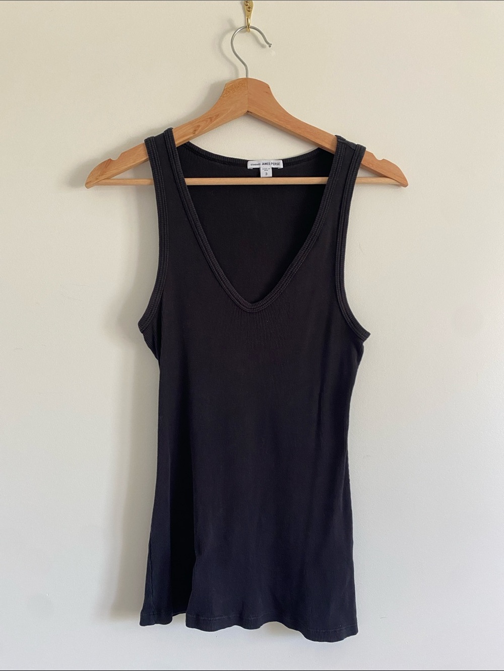 James Perse Standard Rib Deep V Tank Top | Size 3 - Picture 2 of 6